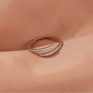 Adjustable Wrap Around CZ Band Silver Ring